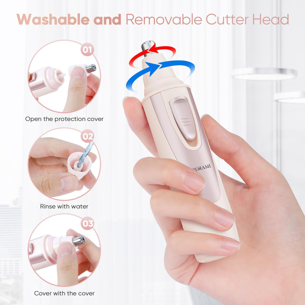 ZORAMI Replacement Nose Hair Trimmer Head, Stainless Steel Blades, Designed Battery-Operated Trimmer, Rose Pink