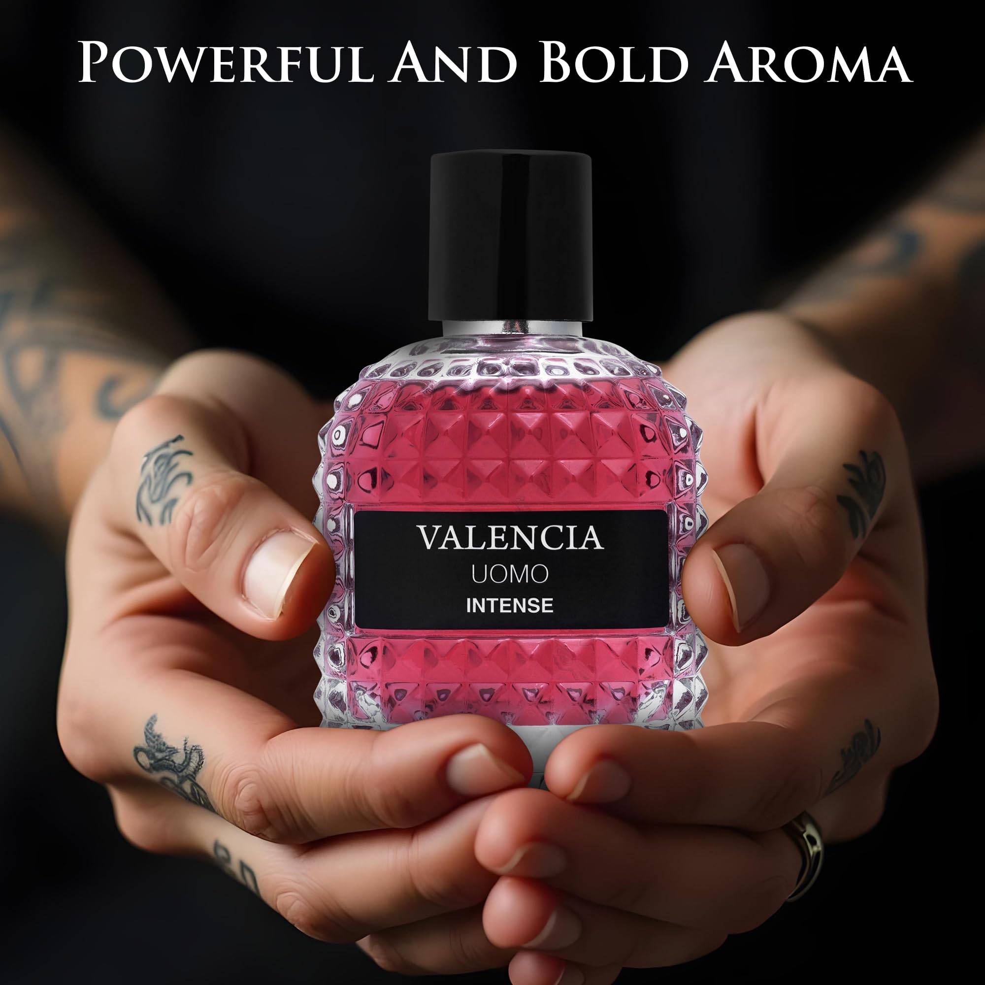 Valencia UOMO Intense for Men Eau De Parfum - Amber Fougere Fragrance Top Notes of Vanilla Bourbon Mid Tone of Lavandin Create Spicy & Woody Aroma - Base Scent of Smoked Vetiver Elegant 100ml Bottle