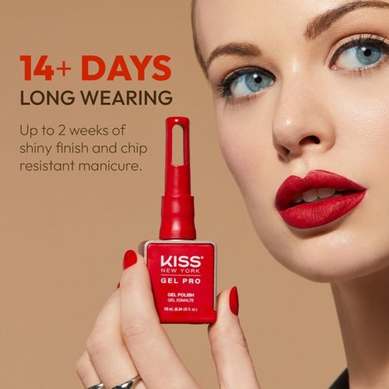 KISS NEW YORK Gel Nail Polish Soak Off UV LED Gel Polish 10mL Nail Art Salon Manicure DIY HEMA FREE, TPO FREE (So Scarlet)