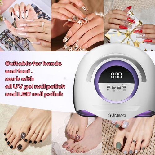 300W Professional UV LED Nail Lamp with 72 Beads & Smart Auto Sensor - Fast Curing Gel Dryer with 4 Timer Settings, Digital Display for Gel Polish on Hands and Feet