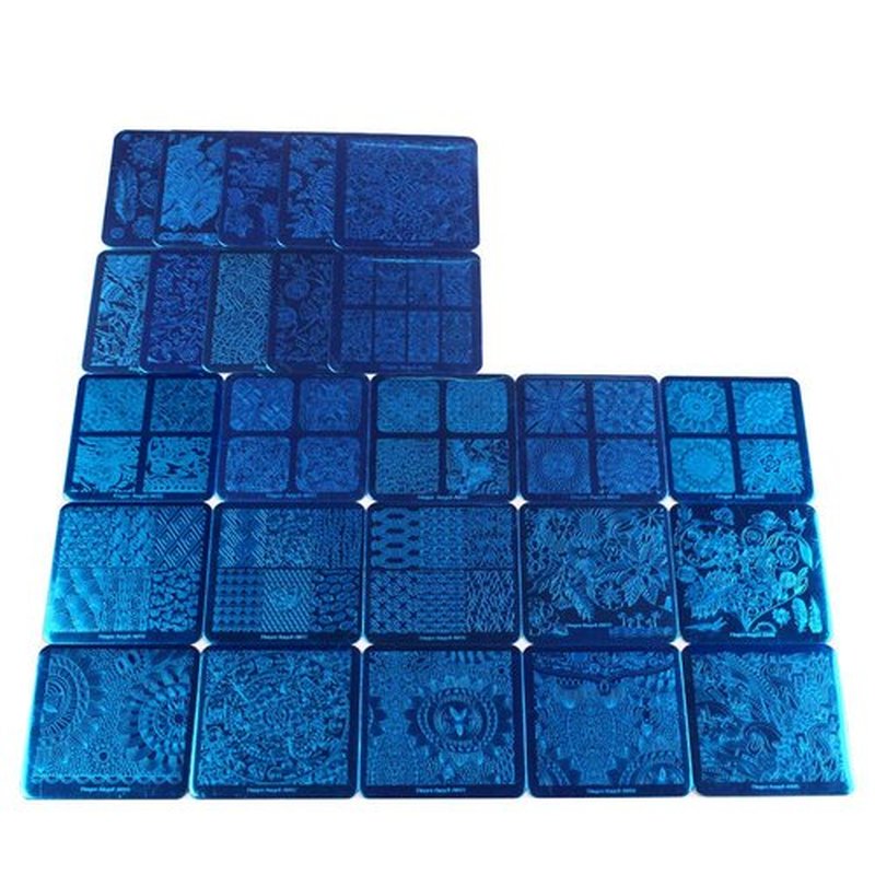 FingerAngel Mix 25Pcs Nail Art Stamping Template Full Cover Nail Template Manicure Print DIY Image Plate with Stamper Kit(A21-45)