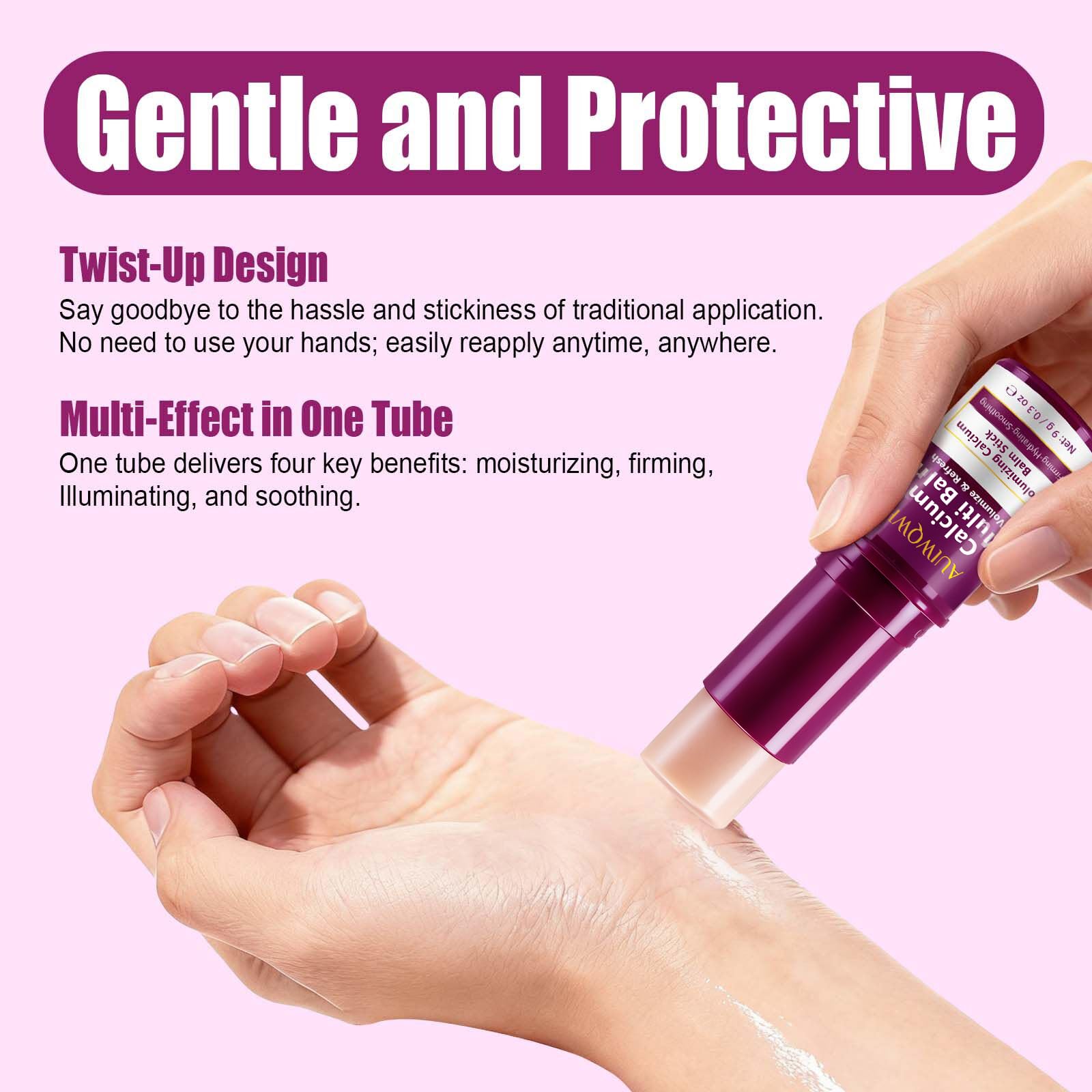 AUIWQWFI Calcium Multi Balm Stick - Korean Collagen Moisturizing Cream, Visibly Reduces Wrinkles & Firms Skin, All-in-One Face, Eye & Neck Care for Women & Men, 9g
