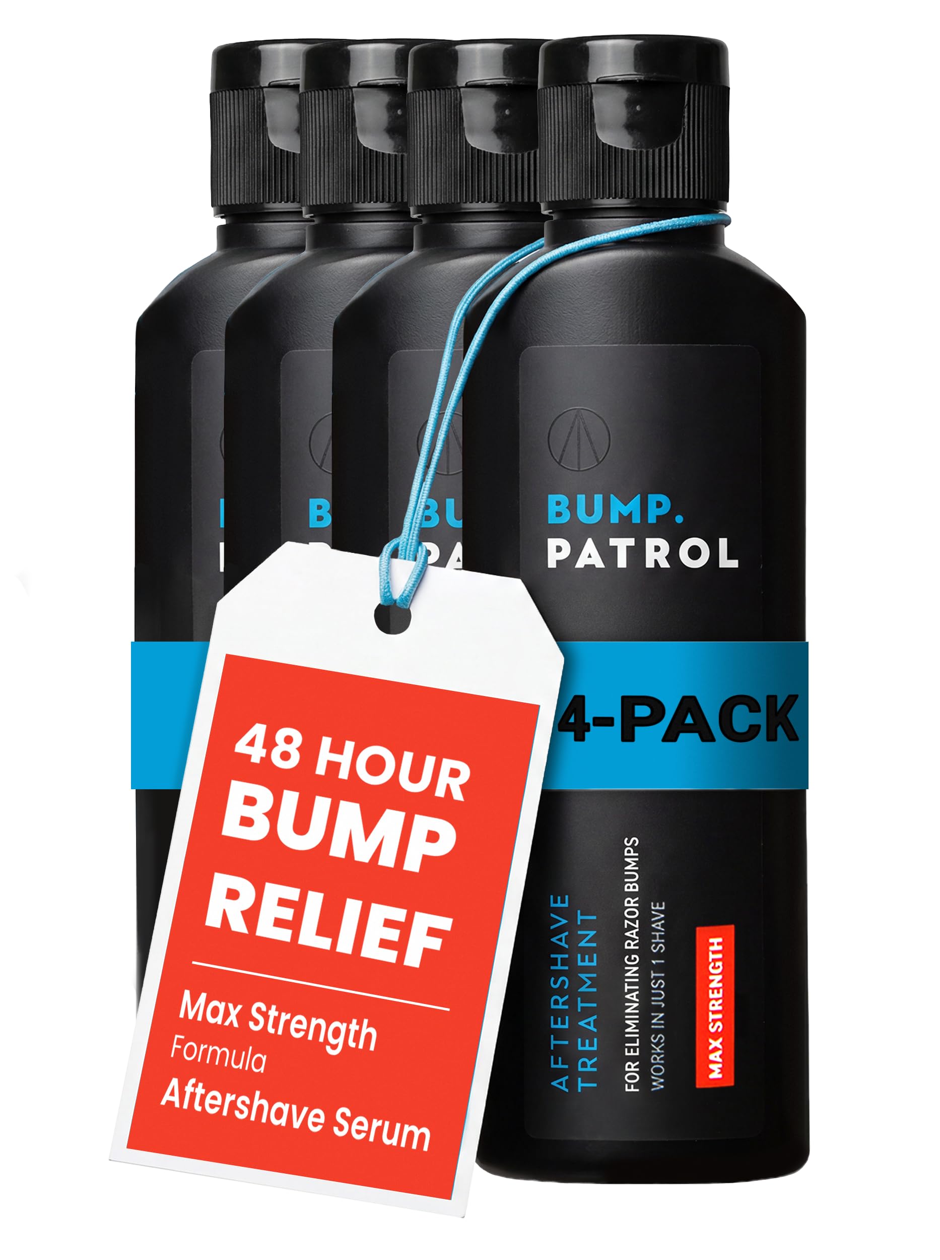 Bump Patrol Maximum Strength Aftershave Treatment Serum – Razor Bump Stopper and Ingrown Hair Treatment for Men and Women, Fast Acting Salicylic Acid for Razor Burn & Shaving Irritation - 2 oz Pack 4