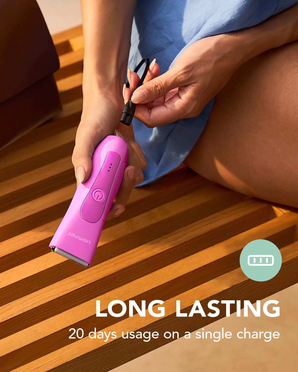 MANSPOT LADYSPOT™ Hair Shaver for Women, Shaving Sets with 3 Gurad and Replaceable Ceramic Blade Heads, No Nick, No Cut, No Razor Burn, Waterproof Wet/Dry, 90 Minutes Shaving (Women-Rosered-Version)