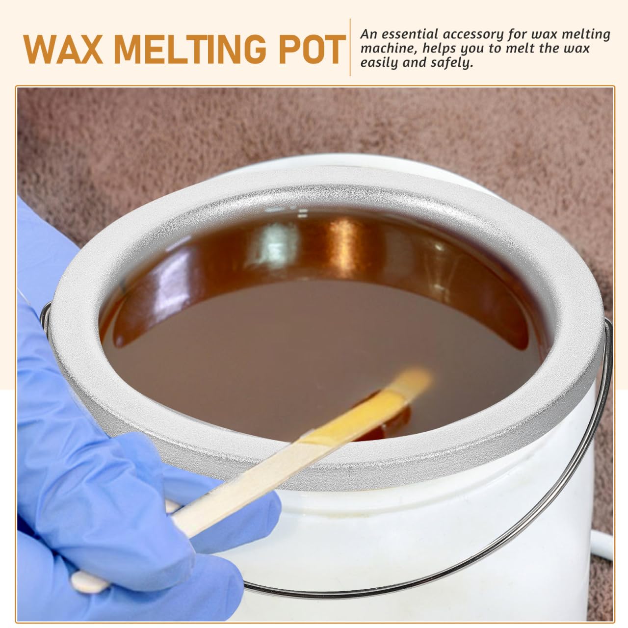 ABOOFAN Wax Warmer Inner Pot with Lid 5.23 Inch Non-Stick Wax Melting Container High Temperature Resistant Heat Melting Accessory for Heater Easy Clean Waxing Bowl Container