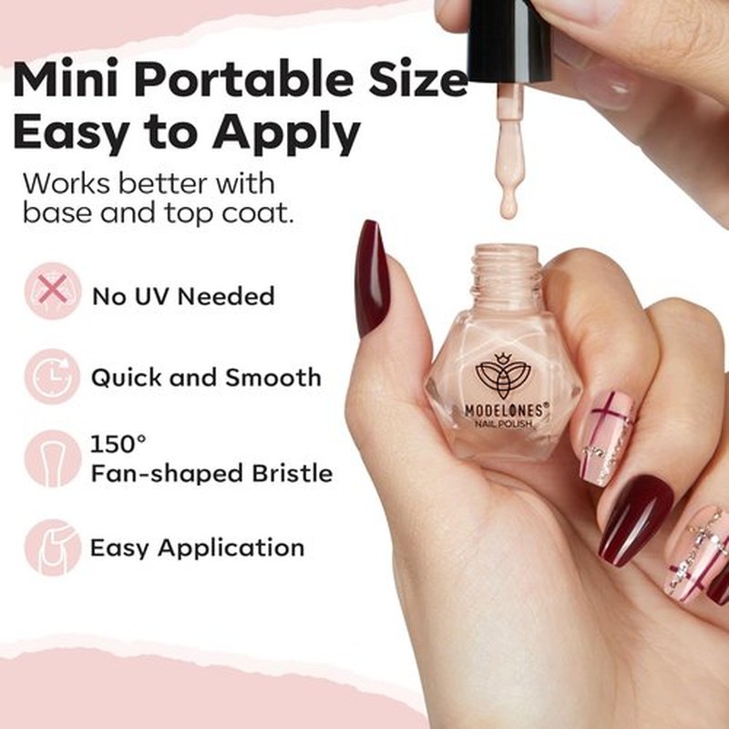 modelones Nail Polish Set, 6 Colors Nude Brown Pink Skin Tones Milky White Mini Nail Polish Fall Winter Neutral Brown Quick Dry Fingernail Polish Manicure DIY Salon Home Gifts for Women Girl