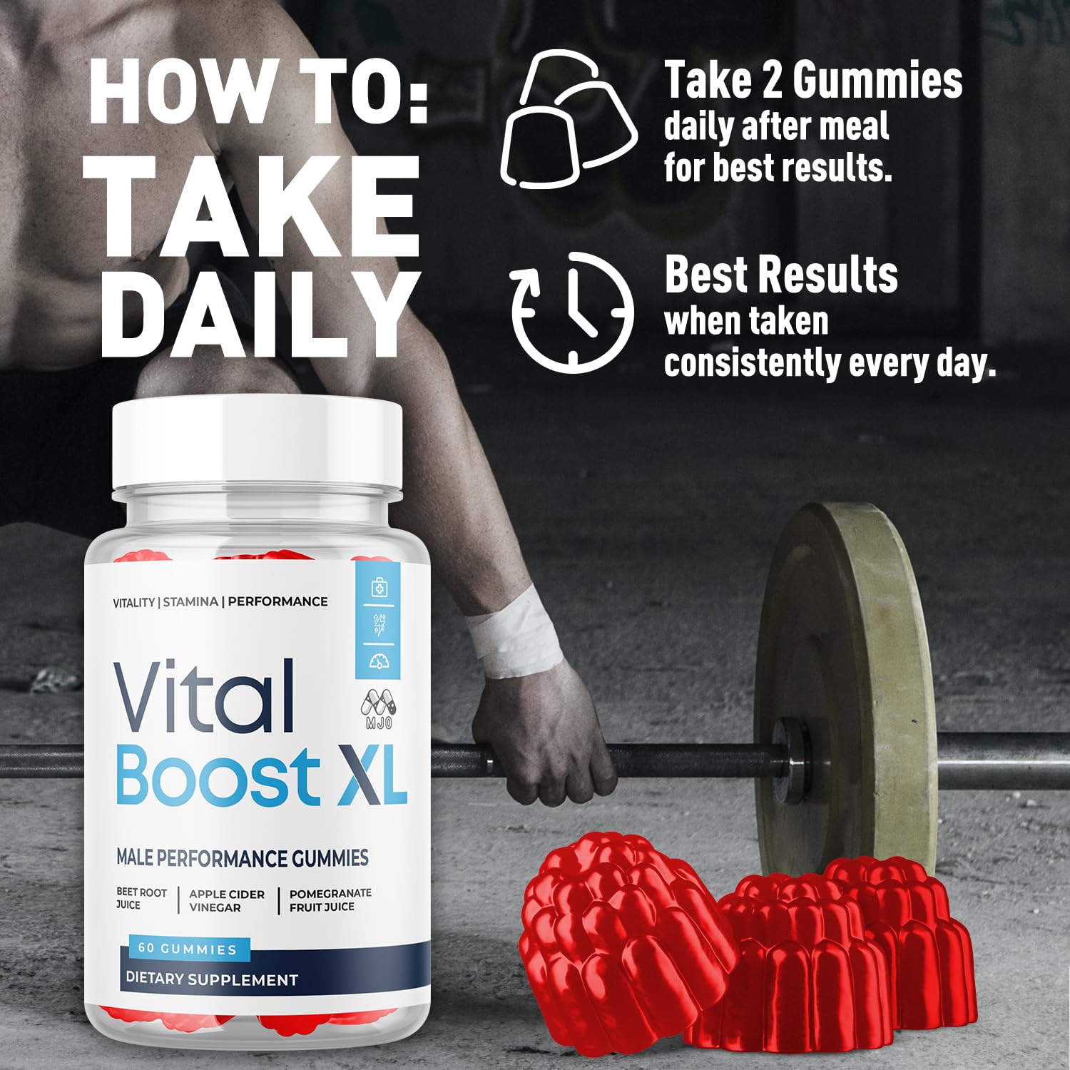 Vital Boost XL Gummies, Official Vital Boost X L Gummys for Men with All Natural Ingredients, Vital BoostXL Advanced Health & Wellness Support with Premium Active Lifestyle Vitamins (60 Gummies)