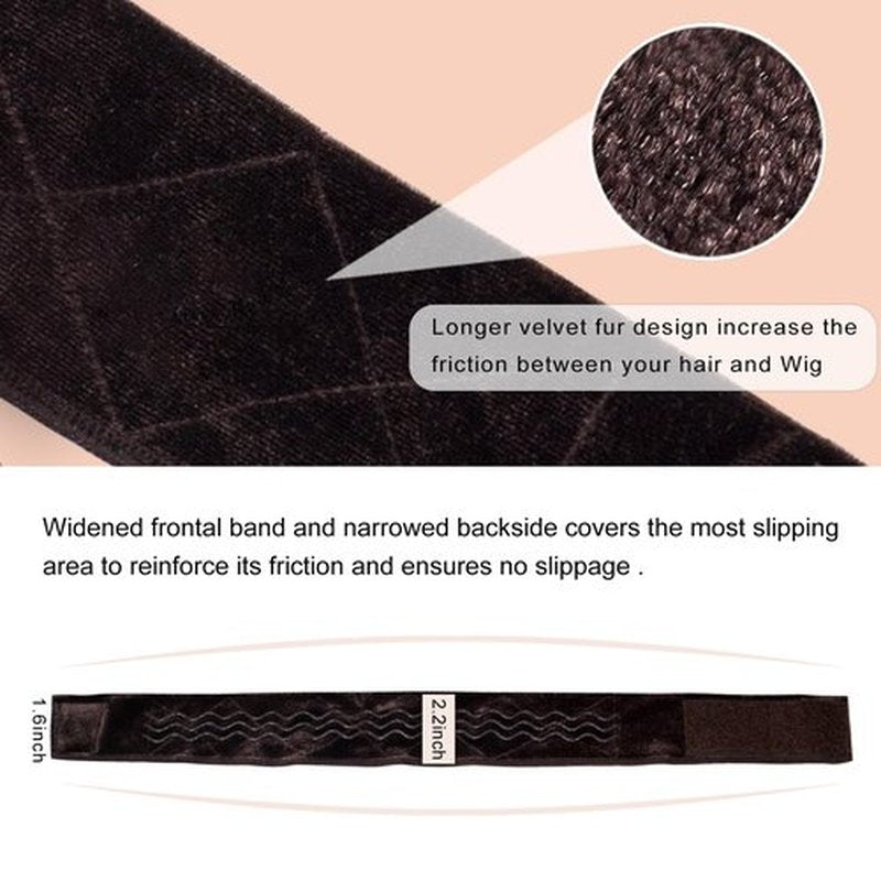 coloryoung Wig Grip Band Flexible Velvet Scarf Adjustable Comfort Band Headband Wig Comfort Non-Slip Adjustable Fasten Wig Bands with Wavy Silicone (Dark Brown)