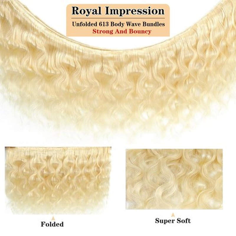 ROYAL IMPRESSION 613 Blonde Bundles Human Hair 22 Inch 12A Grade 613 Body Wave Bundles 100% Unprocessed Brazilian Virgin Human Hair Bundles 1 Bundle Human Hair 613 Blonde Hair Bundle