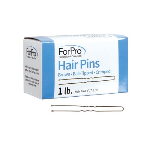 ForPro Professional Collection Hair Pins - 320 Count, Brown, 3" Length, Non-Damaging & Crimped