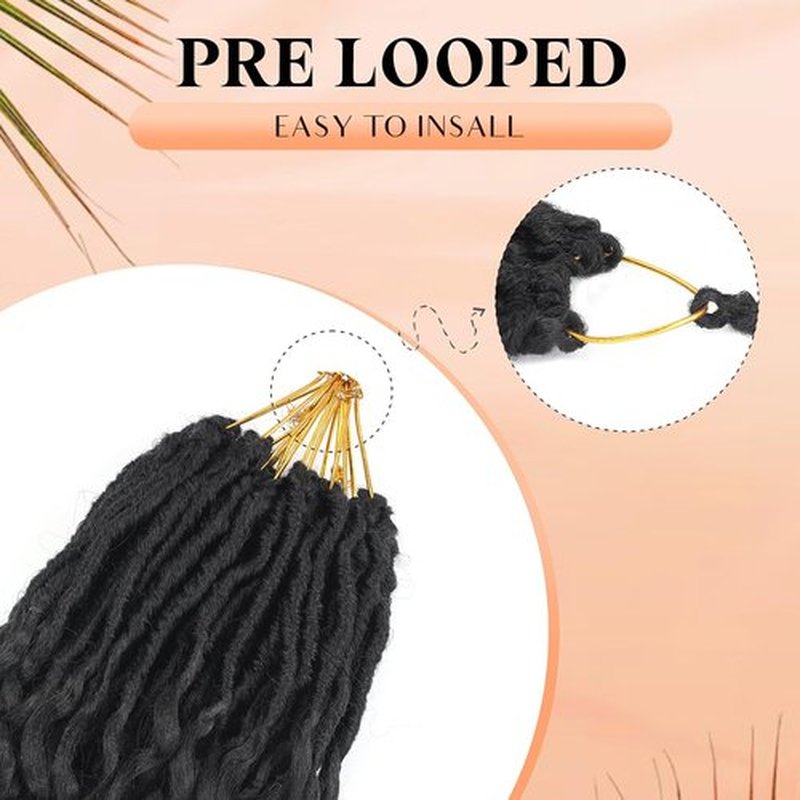 Short Deep Faux Locs Crochet Hair for Black Women-8 Packs 12 Inch Pre Looped Goddess Locs Crochet Hair With Curly Ends Prelooped Synthetic Crochet Braids,Lightweight& Natural Look(12",1B#)