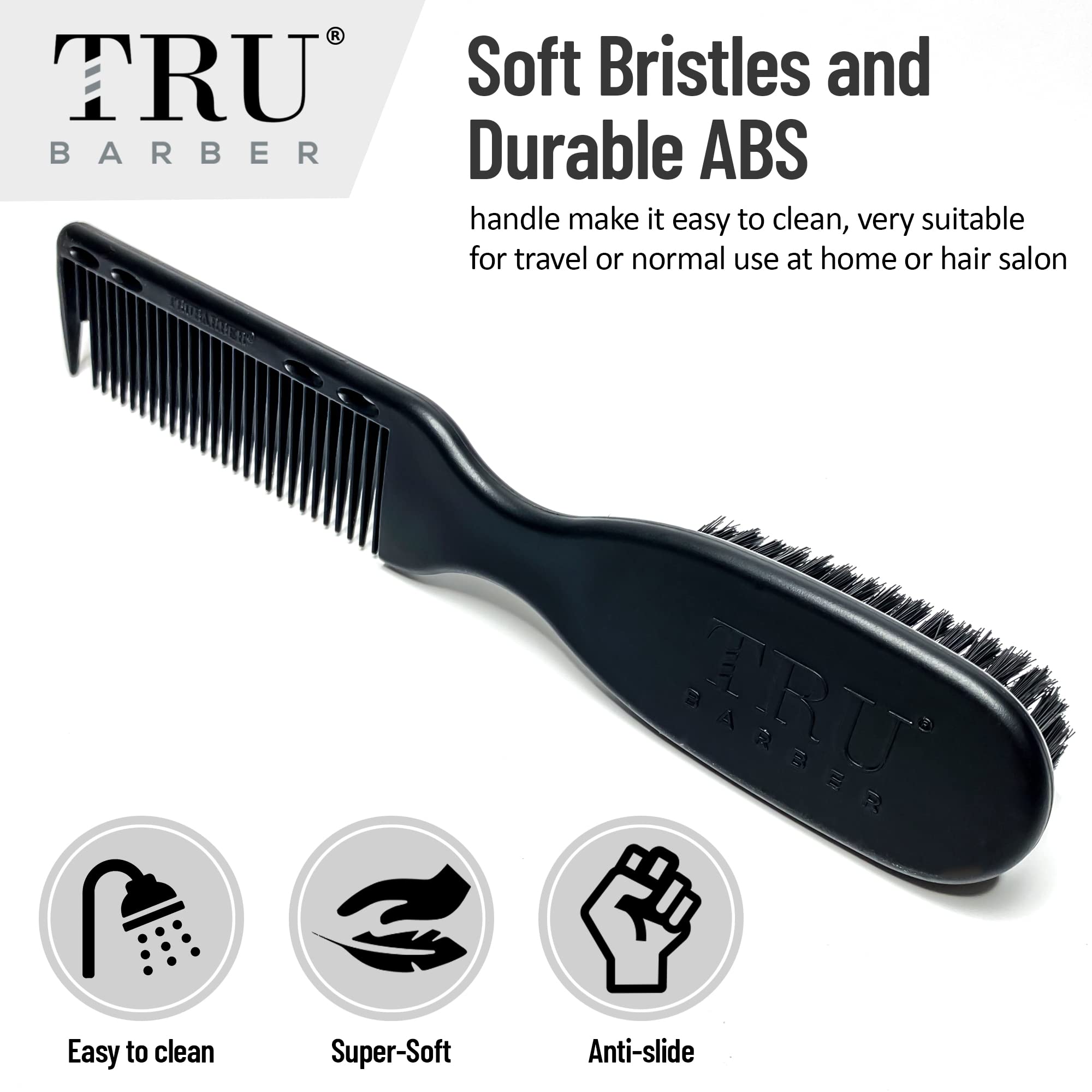 TRU BARBER PRO Fading Brush, Hair cutting Brush, Clippers brush