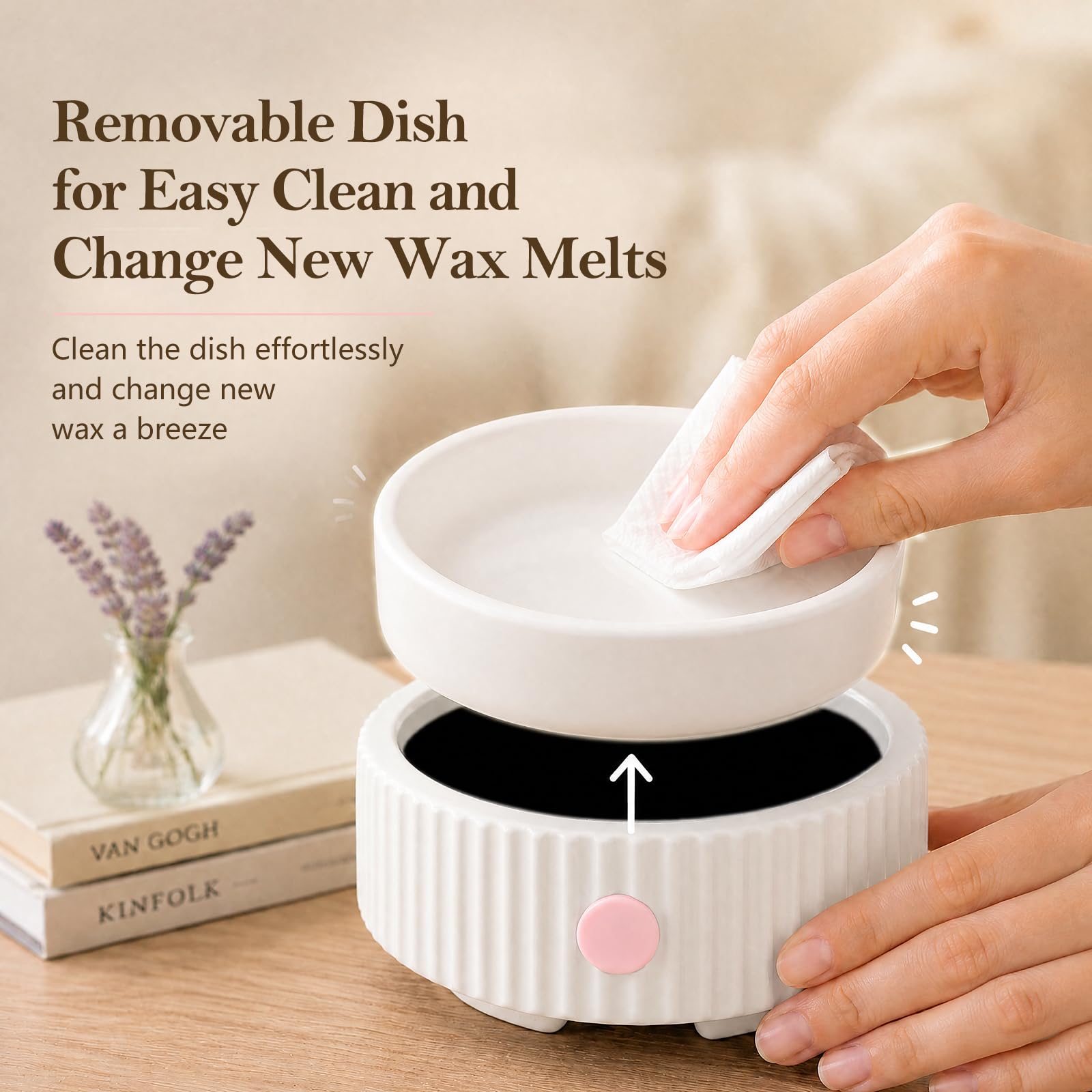 Wax Melt Warmer with 4 Timer & PTC Heating- Ceramic Fragrance 3-in-1 Oil Burner Electric Candle Wax Melter for Home Office Bedroom Fragrance, Home Décor Choice