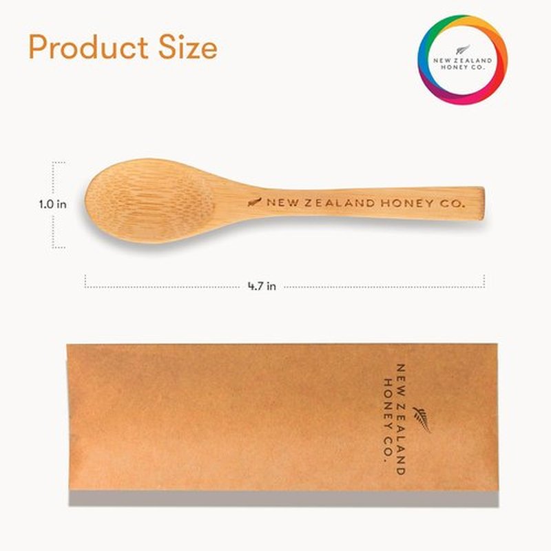 New Zealand Honey Co. Manuka Honey Bamboo Spoon - Eco-Friendly 4.7" (12cm) Size