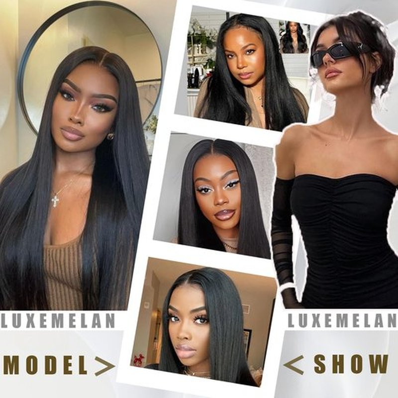 13x6 Lace Front Wigs Black Wig Pre-layered Fashion Style HD Lace Free Part Frontal Wig Natural Density Long Straight with Wavy End Pre Plucked Tiny Knots with Baby Hair 30 Inch Synthetic Lace Wig