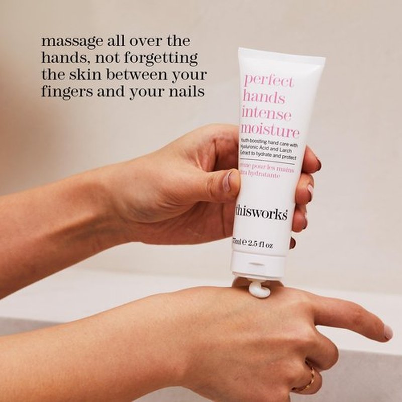 THISWORKS Perfect Hands Intense Moisture, 75ml, Hydrating Hand Cream Enriched with Larch Extract, Coconut and Fragranced Botanicals, Youth-Boosting Hand Moisturiser for Dry Skin