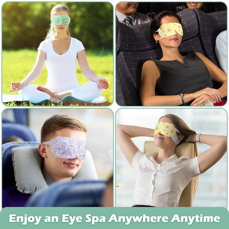 Silicherry 96 Packs Steam Eye Mask Disposable Self Heating Eye Mask for Dry Eyes Spa Warm Sleep for Home Office Travel Eyestrain Relieve