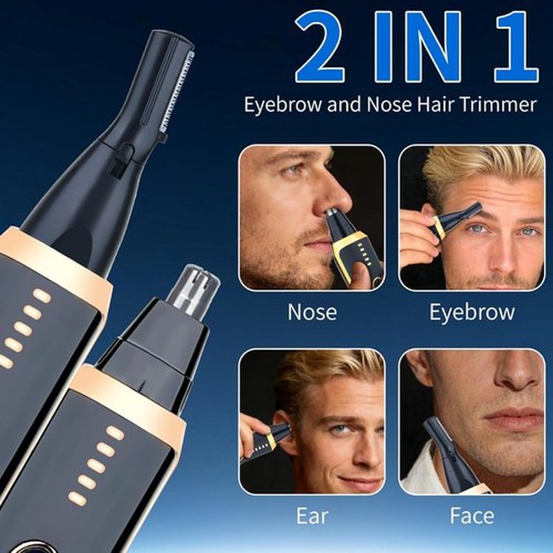 Skiennix Nose and Ear Hair Trimmer - 2 in 1 LED Display, USB Rechargeable, Waterproof, Dual-Edge Blades | Black Gold