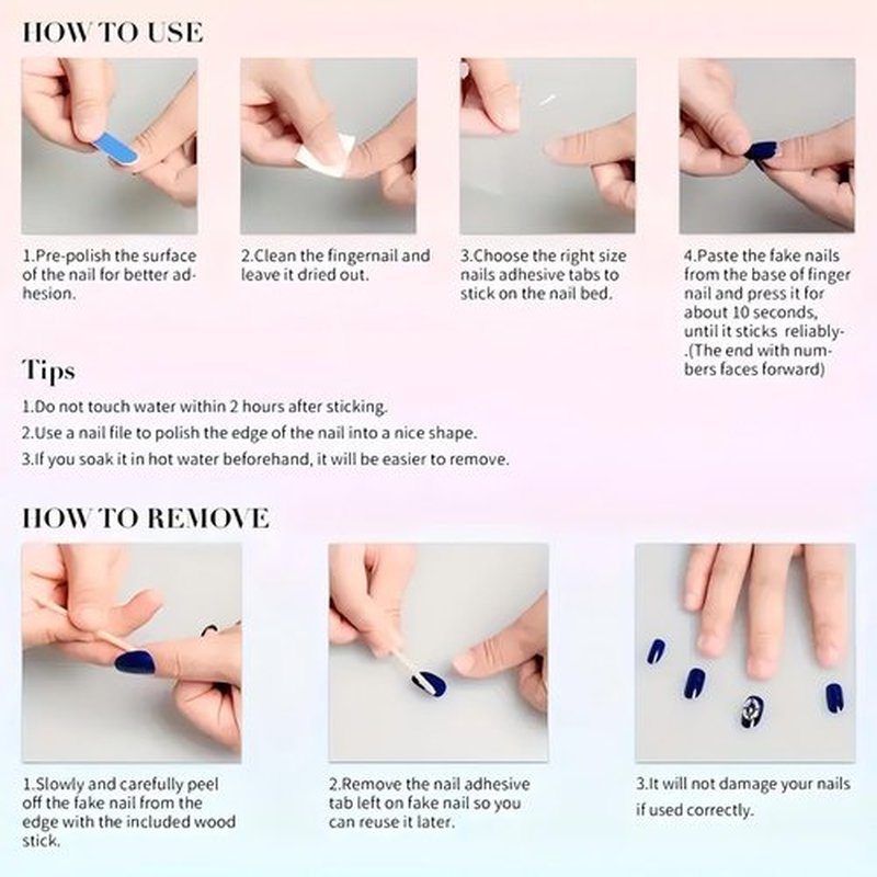 Handmade 3D Design Press On Nails Medium Almond, MZCMSL Acrylic False Nail Tips (S)