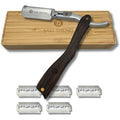 Straight Edge Traditional Shaving Razor with Disposable Blades - Cutthroat Men's Shave (Brown)