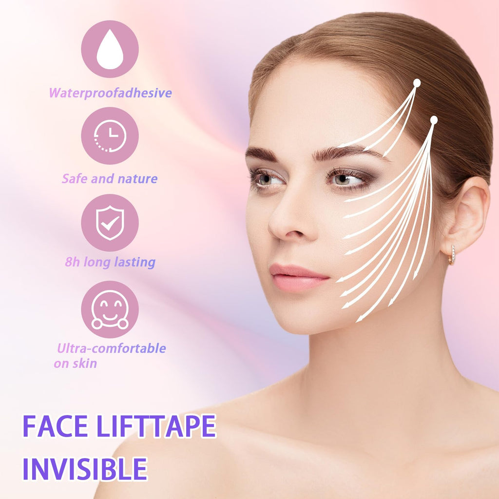 Gjinxi 120PCS Face Tape Invisible, Beauty Skin Tightening Neck Jowls Double Chin Tape, Sagging Skin Face Tape Eyelid Strips Neck Wrinkle Patches Create Shape V Face