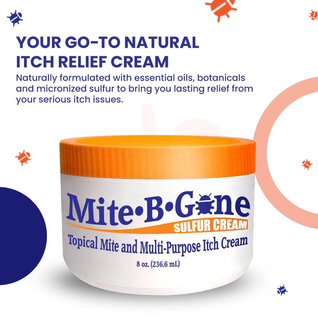 Human Mite Treatment Cream 8oz | Max-Strength 10x Sulfur Cream for Skin Mites, Bites, & Itching | Child & Adult Safe | Fast Relief for All Skin Types by Mite-Be-Gone
