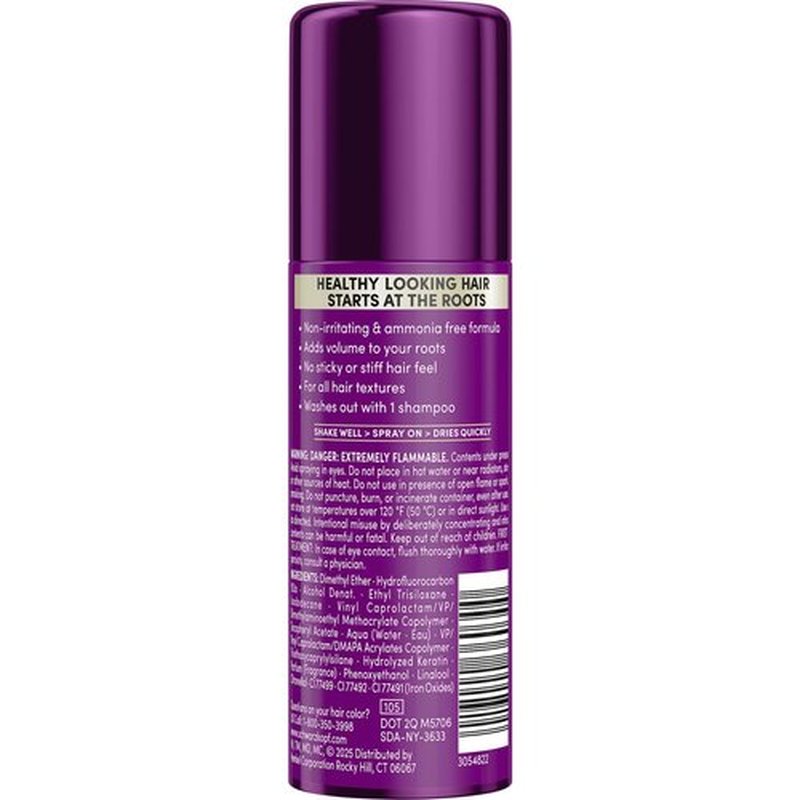 Schwarzkopf Keratin Color Root Temporary Hair Color Spray, Medium Brown, Instant Gray Coverage, Thicker, Fuller-Looking Roots, Easy-to-Use, No Ammonia, Low Mess Application, Scalp Friendly
