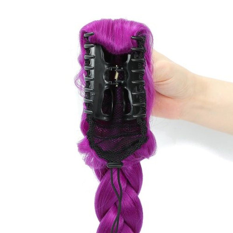 Long Purple Hair Extensions Synthetic Fiber Braid Cosplay Purple Braiding Hair 24 INCH Easy Claw Clip ponytail extension for Cosplay Halloween Costume (24 Inch)
