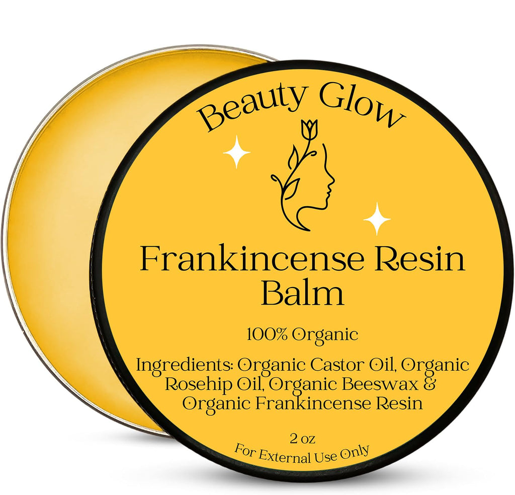 Beauty Glow Frankincense Resin Infused Balm Organic Castor & Rosehip Oils Frankincense Moisturizer Miracle Rub for Muscles & Joints Dry Sensitive Skin, Body, Hands & Face Natural Skin Care