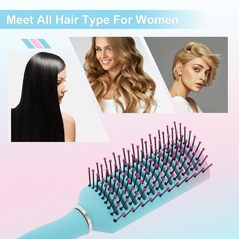 VOCOSTE Vented Hair Brush, Styling Brush with Ball-Tipped Bristles, Vent Brush for Blow Drying Wet, Short, Curly, or Straight Hair, Hair Brushes for Women and Men, Lake Blue