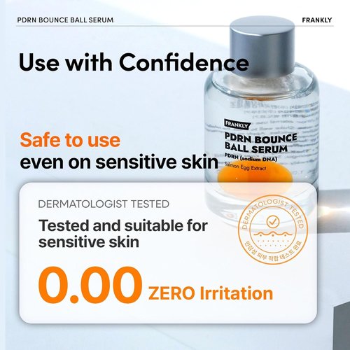 FRANKLY Salmon PDRN Bounce Ball Serum – 99% Pure PDRN Salmon DNA for Post Microneedling Recovery, Redness & Damaged Skin Repair | Glass Skin Korean Skincare | Lightweight, Non Sticky | 1.01 fl oz