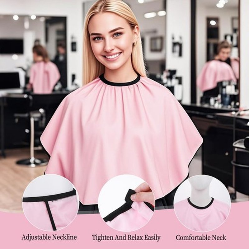Josojoou 3PCS Makeup Capes Waterproof Medium Length Barber Cape，Salon Cape with Adjustable Neckline for Makeup Artist Hair Salon (Black, White and Pink)