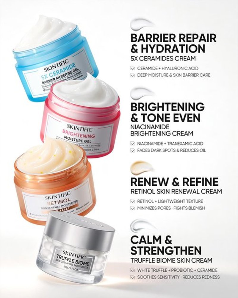 SKINTIFIC Face Moisturizer with 5X Ceramides, Hydrating Moisture Barrier Repair Cream for Sensitive/Oil Skin Types, Hyaluronic Acid & Centella, Daily Facial Moisturizer, Non-Comedogenic 30g/1 fl.oz