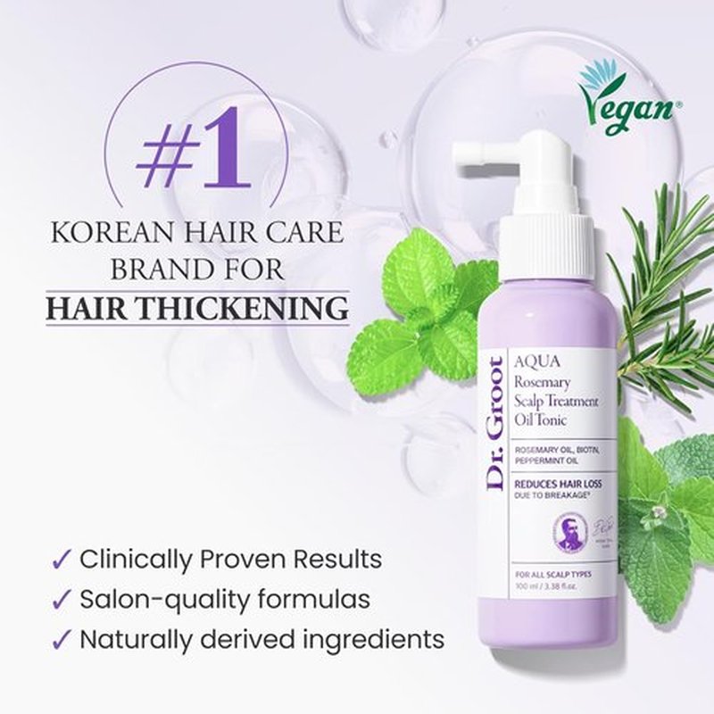 Dr. Groot Rosemary Mint Oil Tonic - Hair Growth Formula with Biotin & Hyaluronic Acid | 3.38 fl oz (100ml)
