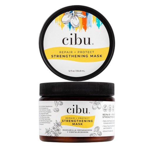 CIBU Repair Strengthening Mask - Hydrating Keratin & Almond Moisture for Damaged Hair - 12oz