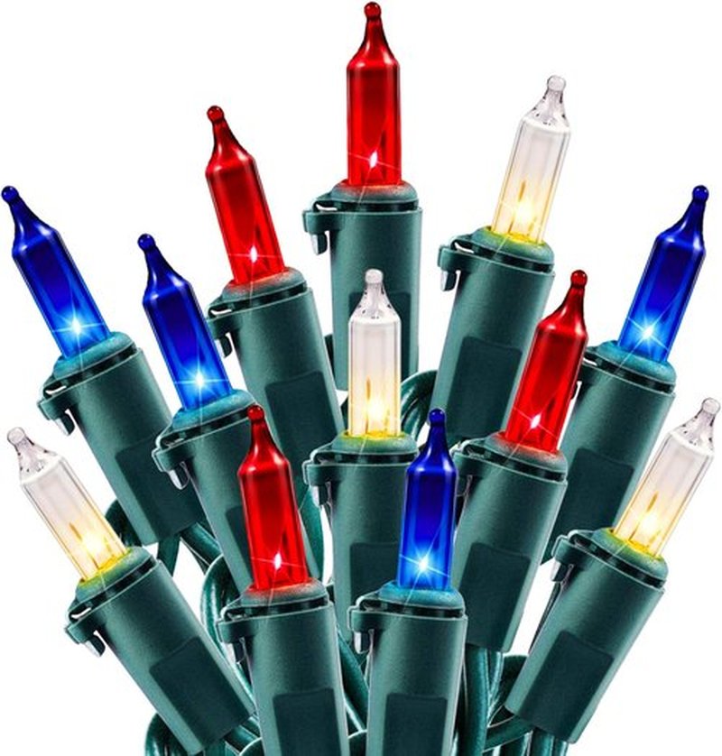 Minetom Christmas Lights - 100 Count Waterproof Mini String Lights | Red, White & Blue for Patriotic Decor