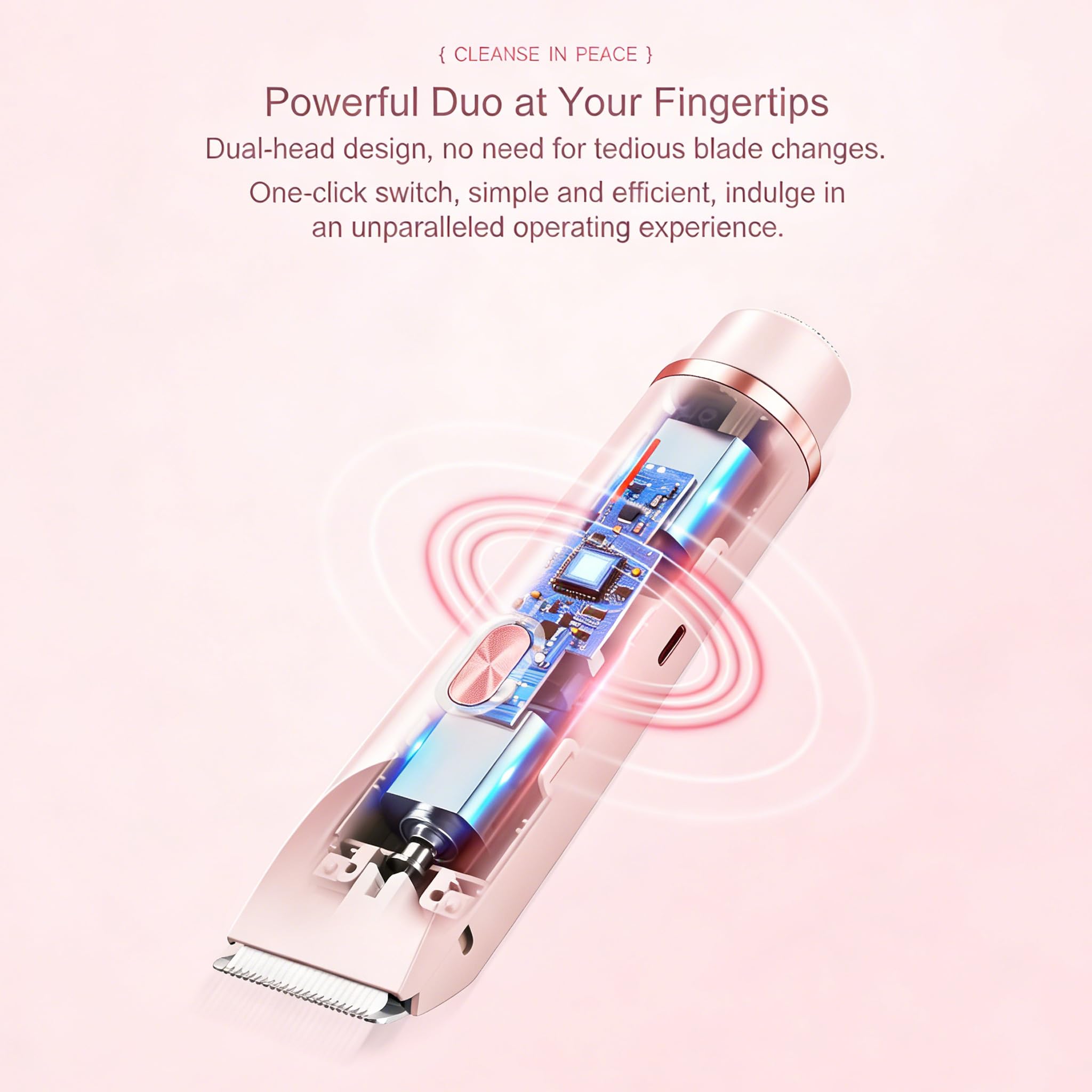 Bikini Trimmer for Women, 2 in 1 Electric Razors, Wet Dry Use, IPX7 Waterproof Rechargeable Bikini Shaver with Ceramic Cutting Head, 120 Min Cordless Runtime, Pink