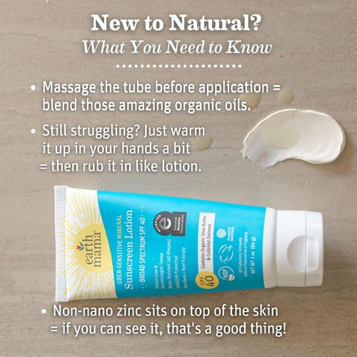 Earth Mama Uber-Sensitive Mineral Sunscreen Lotion SPF 40 - Non-Nano Zinc & Organic Oatmeal | 3-Ounce Eczema Cream for Baby & Family