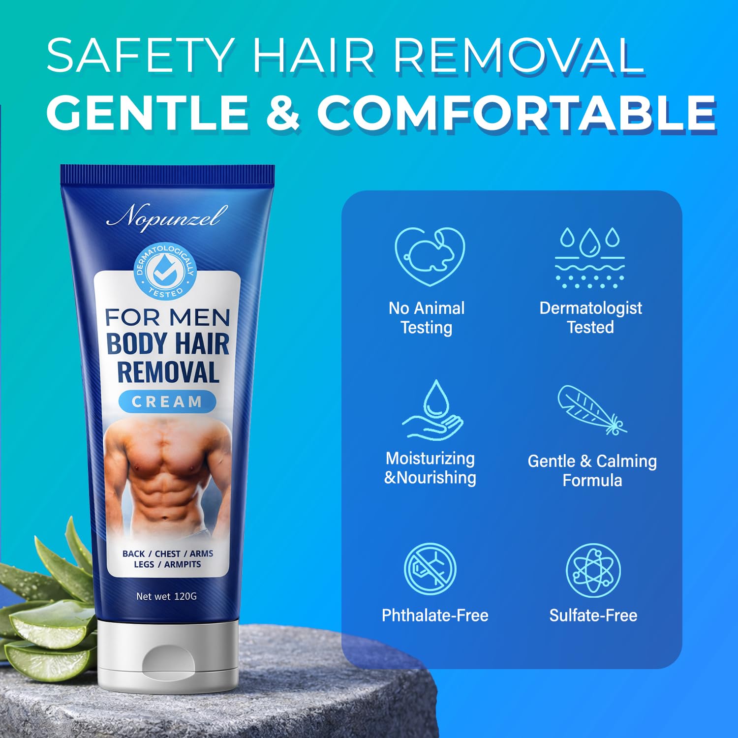 Hair Removal Cream for Men: Depilatory Cream for Intimate Areas and Pubic Area with Vitamin E - Hair Removal for Body Legs Chest Arms Underarms Bikini - Hair Remover - Fast Painless Soothing - 2 Pack