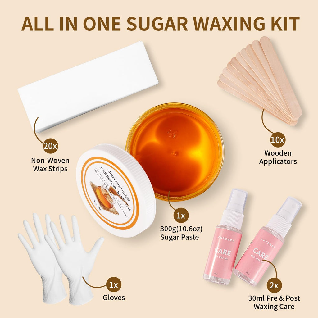 300g Natural Sugaring Wax: for Home Hair Removal - Sugaring Paste for Body Legs Arms Bikini