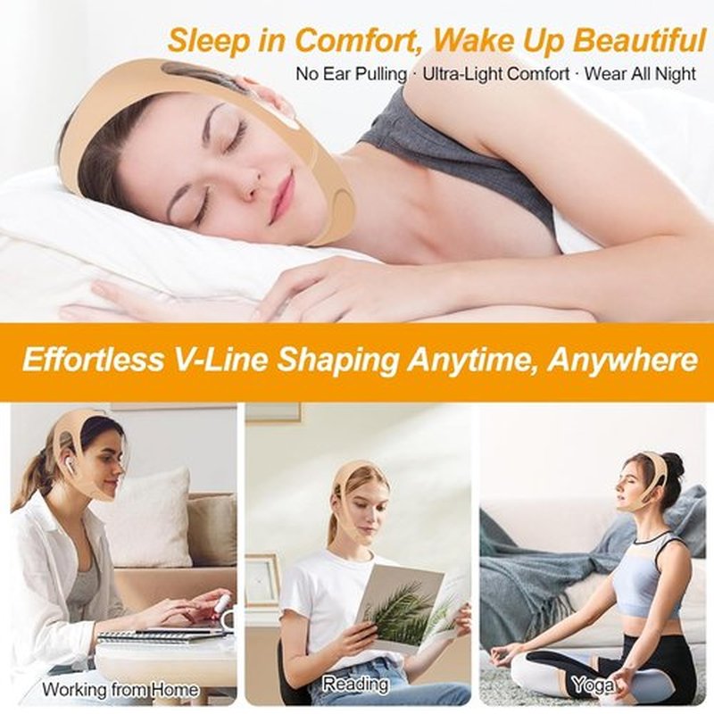 Skiennix V Line Lifting Mask - Ear-Friendly Chin Strap for Sleeping | Reusable U-Shaped Double Chin Support