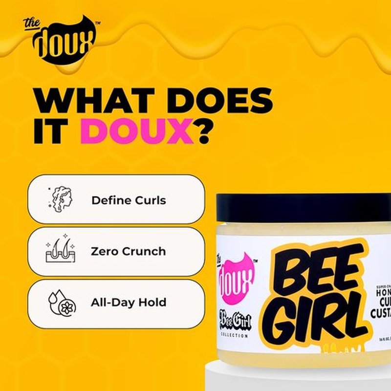 Doux Curl Cream - Curl Defining Custard with Honey, Aloe & Keratin for Frizz Control & Shine