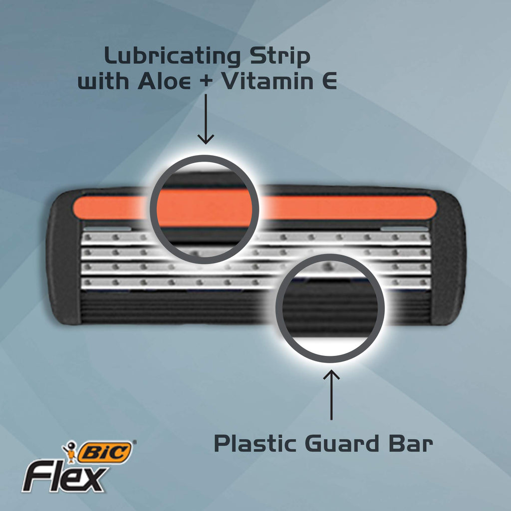 BIC Flex 4 Sensitive Hybrid Titanium Men's Disposable Razors, For a Smooth, Ultra-Close and Comfortable Shave, 8 Cartridges and 2 Handles, 10 Piece Razor Set
