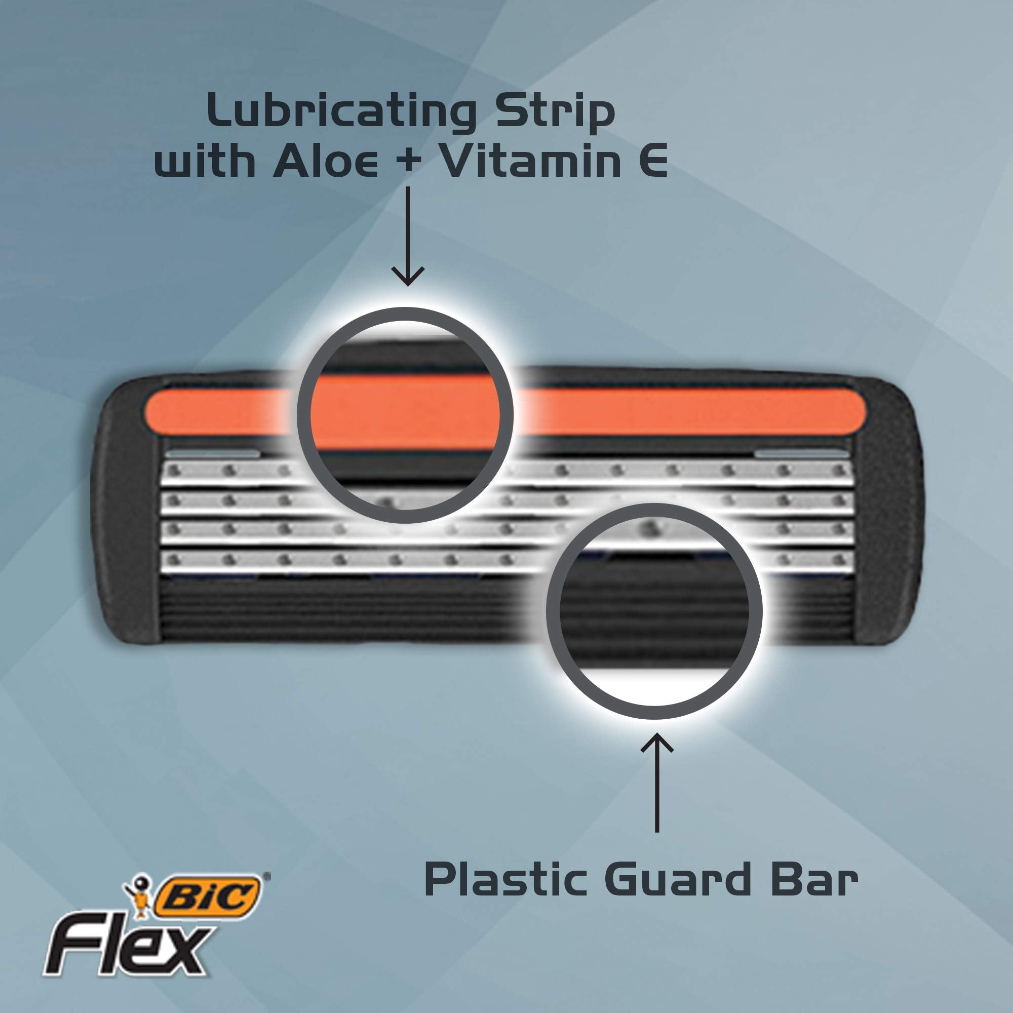 BIC Flex 4 Sensitive Hybrid Titanium Men's Disposable Razors, For a Smooth, Ultra-Close and Comfortable Shave, 8 Cartridges and 2 Handles, 10 Piece Razor Set