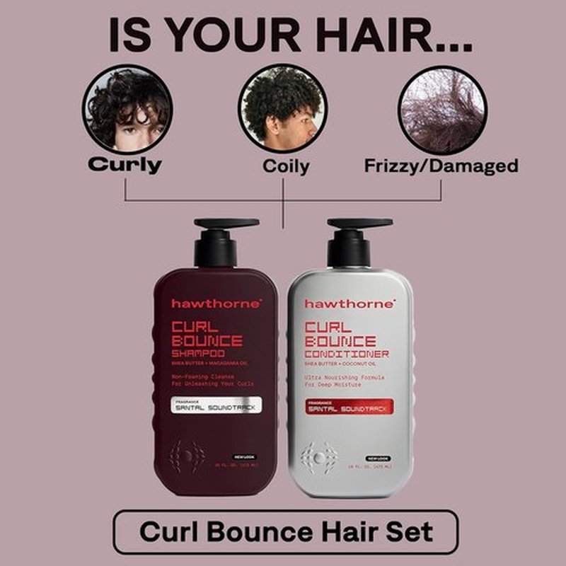 Hawthorne Curl Bounce Shampoo & Conditioner Set - Sulfate-Free, Nourishing Formula with Shea Butter & Macadamia Oil | 16 oz Each