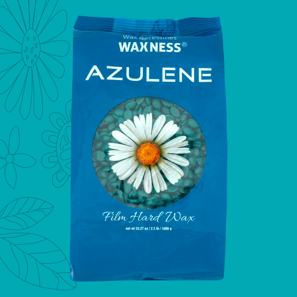 Waxness Film Hard Wax Beads Azulene 2.2 lb (1 kg) – Stripless Professional Hard Wax with Azulene for Face & Body, Smooth Application – Made in Italy