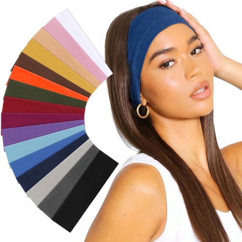 DRESHOW 16 Pcs Sports Headbands for Women Non-Slip Stretchy Fashion HairBand Curly Hair Headband Soft Hair Accessories for Daily Wear Workout Yoga Running