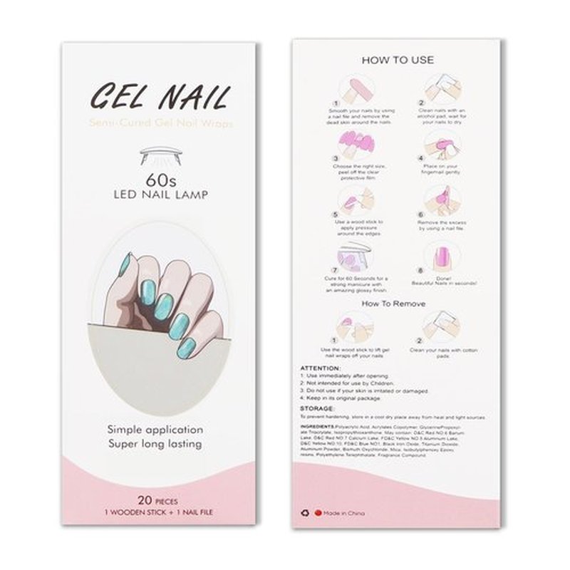 JMEOWIO Semi Cured Gel Nail Strips Blue Glitter Gel Nail Stickers Nails Art Design Decoration Accessories