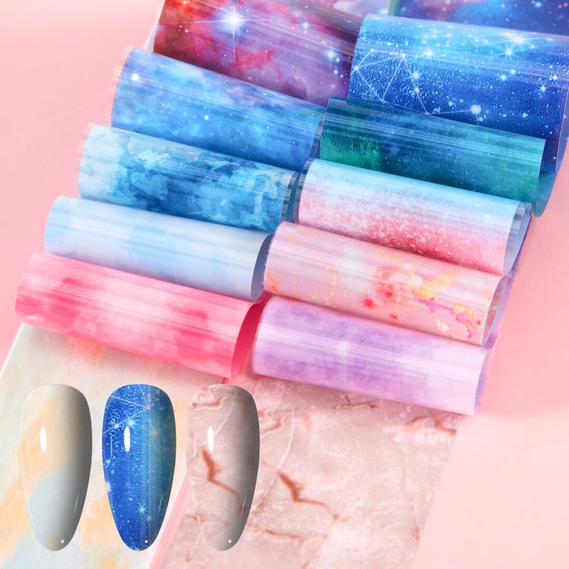 XEAOHESY 300 Sheets Nail Foils Transfer Nail Art Stickers Aurora Iridescence Gradient Marbling Holographic Laser Nail Foil Sheets Leopard Print Transfer Foil for Nails Decoration