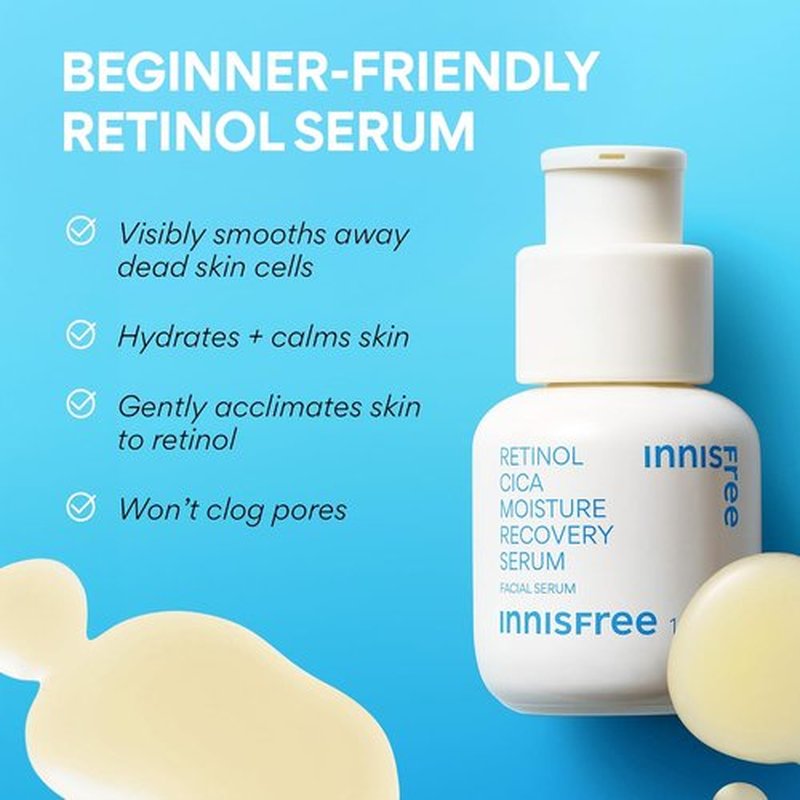 Innisfree Retinol Cica Serum - Salicylic Acid Moisture Recovery Treatment for Beginners | Face Care